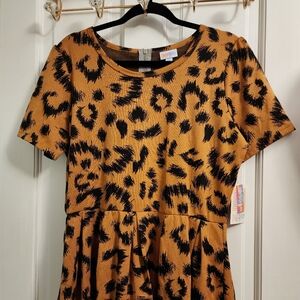 Lularoe Leopard Cheetah Amelia Dress Unicorn XL XLARGE LARGE NEW Pockets Midi